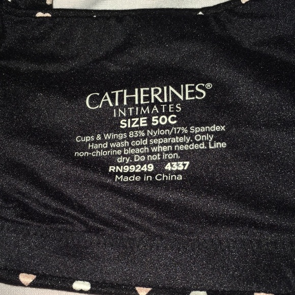 Catherines Small Hearts Full Coverage Underwire Bra Plus Size 50C - Picture 7 of 9